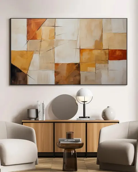 Quadro Abstrato Geométrico Angular Terroso